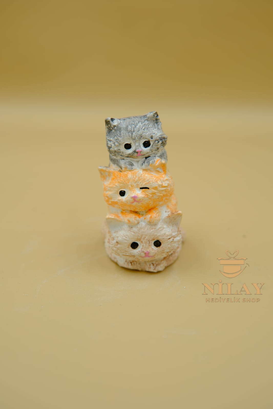 Dekoratif Şirin Üçlü Kedi
