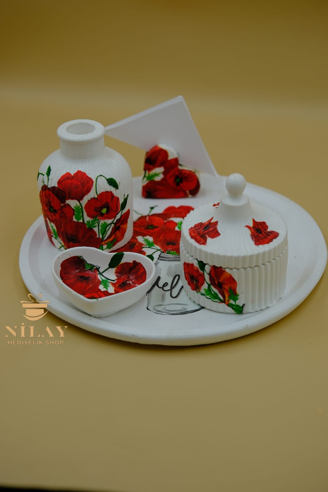 Gelincik Desenli Dekoratif Set