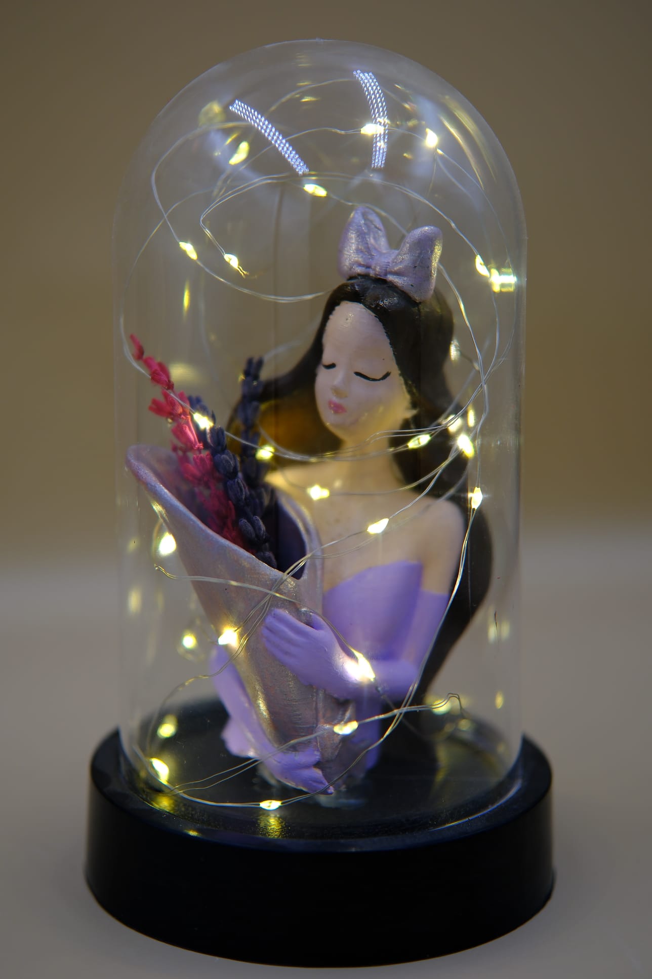 Ledli Fanus İçinde Buket Tutan Zarif Kız