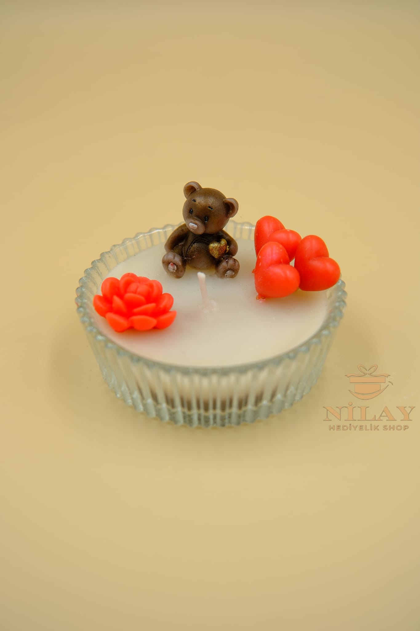 Ayıcıklı Kalpli Kokulu Mum