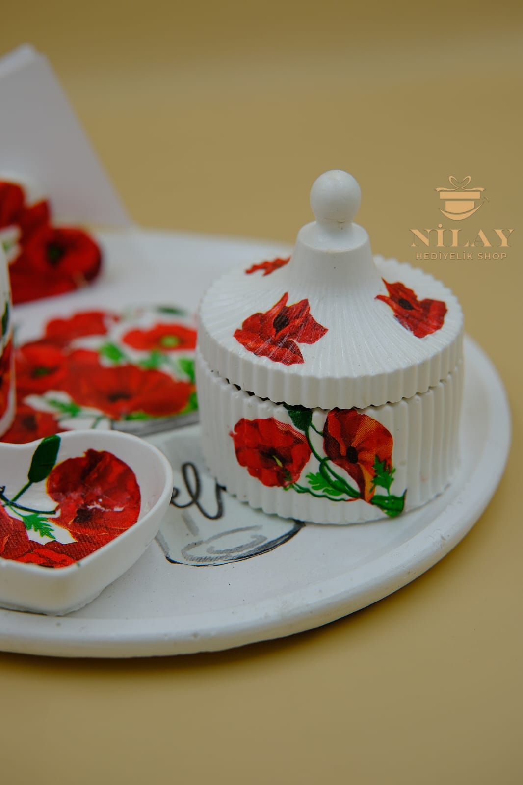 Gelincik Desenli Dekoratif Set