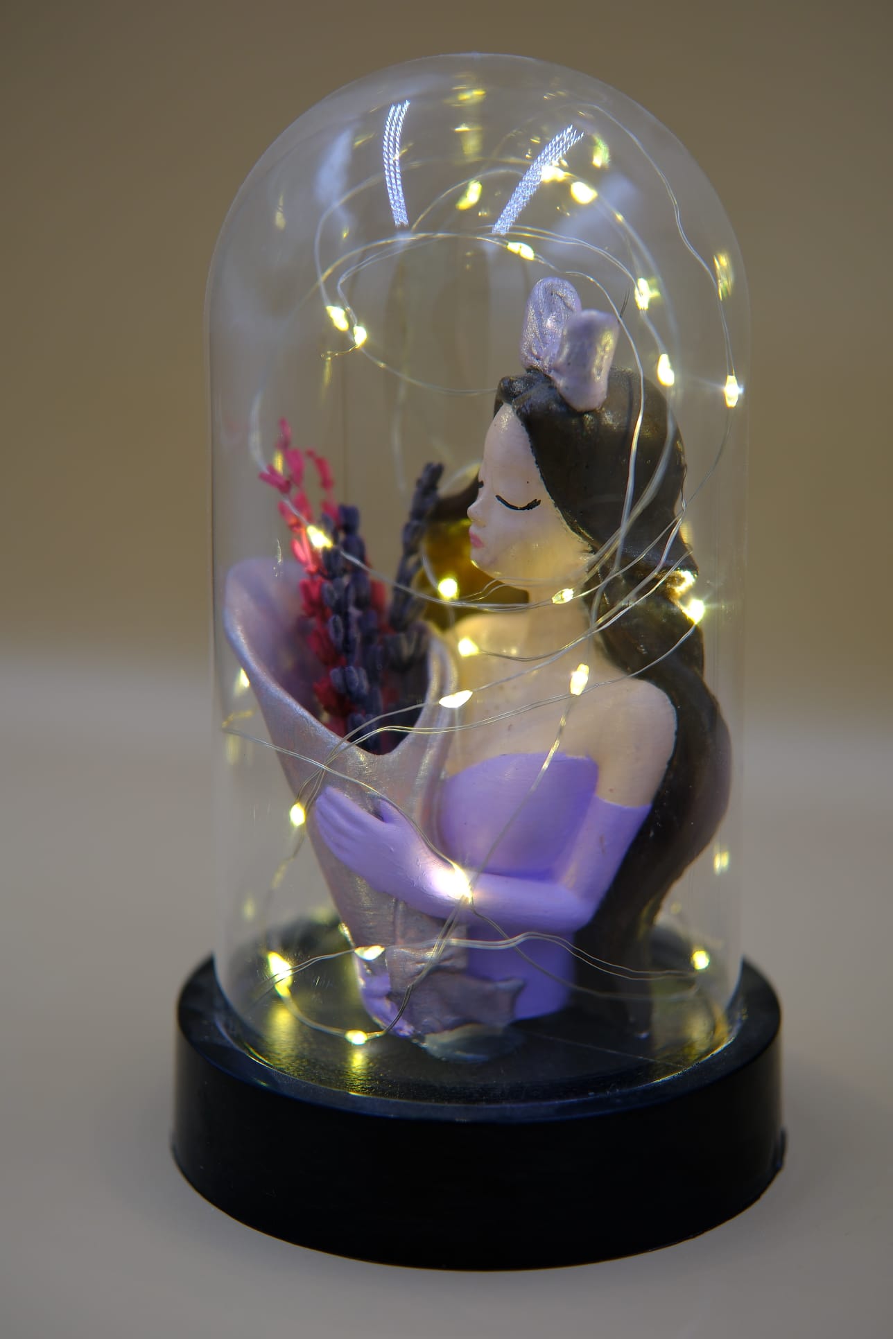 Ledli Fanus İçinde Buket Tutan Zarif Kız