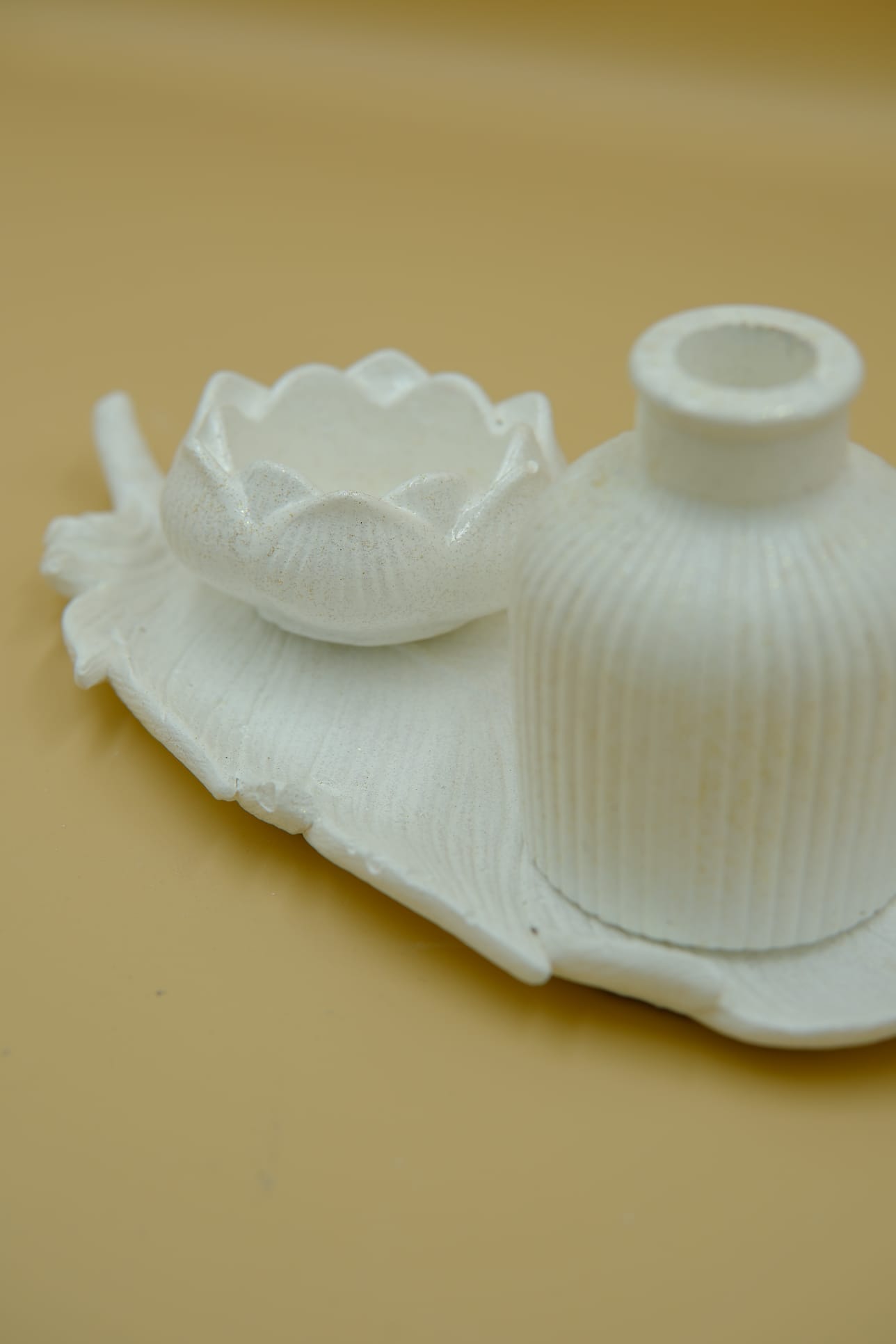 Lotus | Vazo Yaprak Tabaklı Set